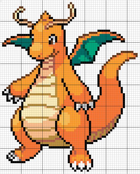 Dragonite Apple Scrapple, Knitting Intarsia, Marvel Pokemon, Art Pokémon, Pixel Art Maker, Pixel Pokemon, Pokemon Cross Stitch, Pokemon Bead, Crochet Graphs