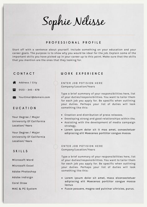 Simple Resume Examples, Cv Inspiration, Resume Layout, Good Resume Examples, Design Cv, Simple Resume, Job Interview Tips, Job Resume, Resume Template Word