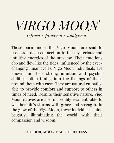 Your Moon Sign 🌚 Part 1 From ARIES ♈️ to Virgo ♍️ Your Moon sign profoundly influences your spiritual journey, shaping your deepest emotional responses, subconscious habits, and instinctual behaviors. It reveals how you nurture yourself and others, your intuitive inclinations, and what brings your soul nourishment and inner peace. Spiritually, your Moon sign guides your path to emotionally transformative growth, highlighting the lessons your soul needs to learn in this lifetime. For... Virgo Moon Aesthetic, Virgo Moon Sign, Soul Nourishment, Nurture Yourself, Evening Rituals, Woo Woo, Moon Aesthetic, Virgo Moon, Lunar Cycle