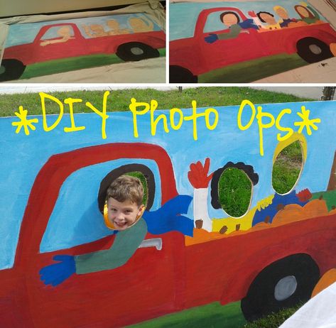 DIY photo ops using plywood & simple stand Diy Photo Stand, Bonfire Birthday, Fall Photo Props, Face Cut Out, Fall Carnival, Festival Games, Diy Photo Backdrop, Face In Hole, Photo Cutout