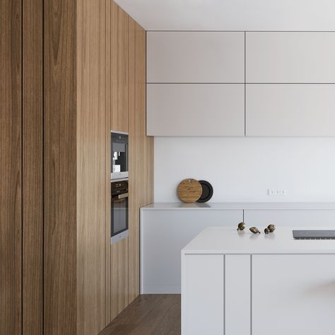 White Wood Interior Design, Muji Kitchen, White Wood Interior, Walnut Kitchen, Wood Interior Design, Living Room Styles, Nordic Living, Wood Interior, Kitchen Inspiration Design