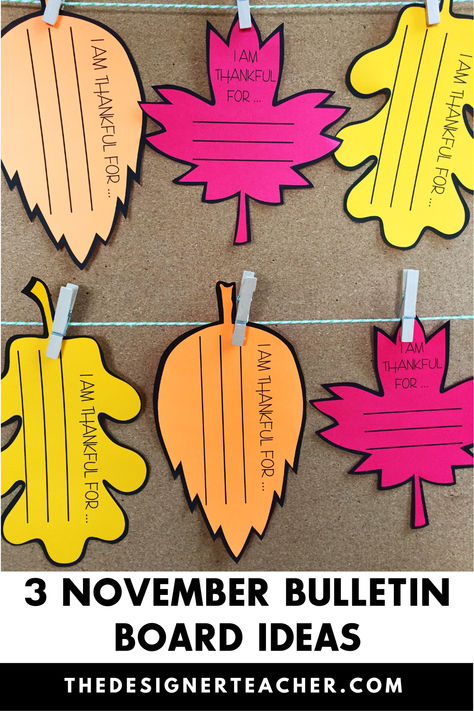 I’ve got three November bulletin board ideas for your classroom, perfect for Thanksgiving! November Bulletin Board, October Bulletin Boards, November Bulletin Boards, Thanksgiving Bulletin Boards, Interactive Bulletin Boards, Halloween Bulletin Boards, Thanksgiving Classroom, An Attitude Of Gratitude, Fall Bulletin Boards