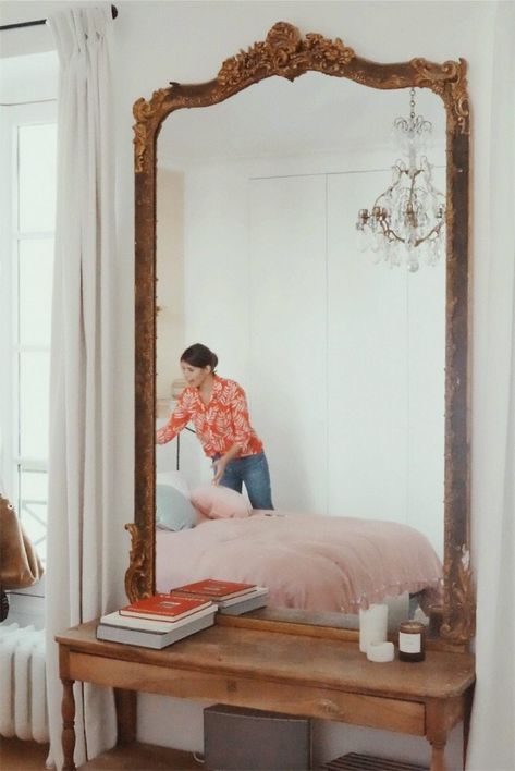 INSPIRATION: INTERIORS: PARISIAN STYLE — CLAIRE HEFFER DESIGN Parisian Bedroom, Paris Home Decor, Giant Mirror, Parisian Home, Decorating Rules, Love Luxury, Paris Home, Mirror 3, Eclectic Bedroom