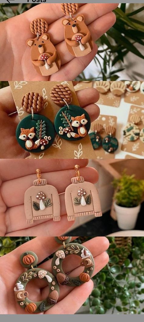 Fall Polymer Clay Jewelry Ideas, Fall Polymer Clay Earrings Diy, Clay Organization Ideas, Fall Clay Earrings Diy, Polymer Clay Storage Ideas, Christmas Polymer Clay Earrings Ideas, Fall Clay Earring Ideas, Polymer Clay Fall Earrings, Fall Polymer Clay Ideas