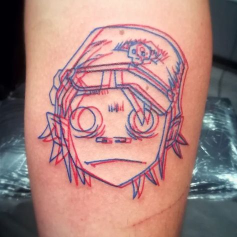 Gorillaz 2d Tattoo, Gorrilaz Tattoo, Gorillaz Tattoos, Gorillaz Tattoo Ideas, Psycodelic Tattoo, Glitch Tattoo, Realistic Tattoo Ideas, Harry Tattoos, Best Tattoo Ever