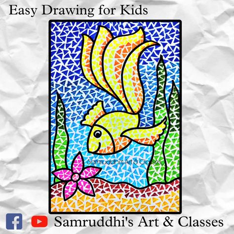 Mosaic Art For Kids Easy, Kids Painting Class, Mosaic Drawing, Chakra Painting, Lion Canvas Painting, Kids Canvas Painting, Mosaic Painting, Butterfly Mosaic, Baby Animal Drawings