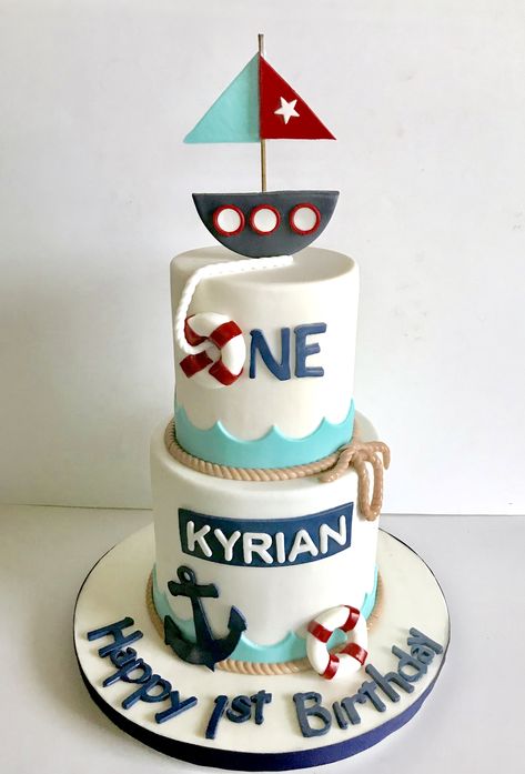 Nautical 1st birthday cake Nautical Birthday Cakes, Nautical 1st Birthday, Sailor Cake, Teddy Cake, Teddy Cakes, Nautical Birthday, 1st Birthday Cakes, Birthday Desserts, Baby Birthday Cakes