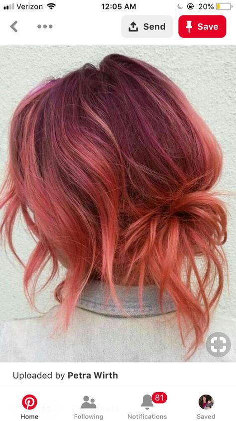 Pink Orange Hair Color, Trendy Fall Hair Color 2023, Edgy Summer Hair Color, Red To Pink Hair, Orange And Pink Hair, Pink Orange Hair, Pink And Red Hair, Pink Red Hair, Red Hair Colors