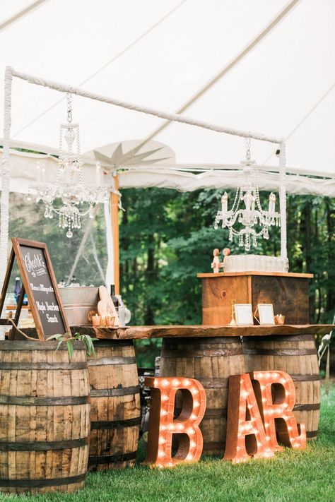 Wedding Bar Signs to Elevate Your Cocktail Hour | Martha Stewart Wedding Bar Display, Groomsmen Party, Summer Wedding Ceremony, Summer Wedding Reception, Martha Weddings, Summer Wedding Decorations, Massachusetts Wedding, Bar Displays, Instagram Wedding