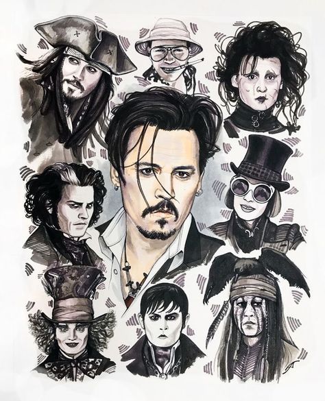 Joni Deep, Nicki Larson, Johnny Depp Tattoos, Johnny Depp Mad Hatter, Sarah And Jareth, John Depp, Johnny Depp Characters, Barnabas Collins, Sparrow Art