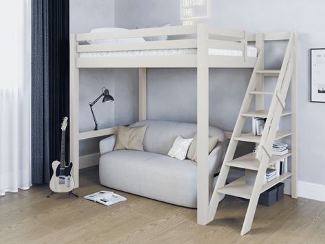 Loft Bed Double, Double High Sleeper, Step Bookcase, Double Loft Beds, Loft Beds For Small Rooms, Loft Style Bedroom, High Sleeper Bed, Ladder Design, High Sleeper