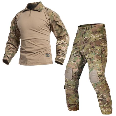 PRICES MAY VARY. High-Quality Material: Crafted from a blend of 50% cotton and 50% polyester fabric, our tactical combat uniforms boast exceptional tear resistance and elasticity. The premium YKK zipper ensures a smooth and snag-free experience. Experience lasting comfort and durability. Upgraded Design for Maximum Comfort: Building on the foundation of the previous model, we've enhanced the waist, knee, and crotch webbing with soft stretch nylon fabric. This modification allows for ease of move Tactical Kit Set Up, Camouflage Clothing, Camouflage Suit, Combat Uniforms, Tactical Shirt, Tactical Training, Combat Pants, Camouflage Outfits, Combat Shirt