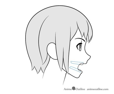 Mouth Side View, Anime Teeth, Scared Face Drawing, Teeth Tutorial, Anime Side View, Anime Side Profile, Angry Anime Face, Open Mouth Drawing, Side View Of Face