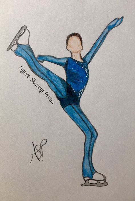 Figure Skater Drawing, Ice Skater Drawing, Figure Skating Drawing, Figure Skating Art, Ice Skating Art, Skating Drawing, Ice Skate Drawing, Ice Painting, Basic Watercolor