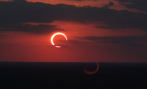 Annular Eclipse - Sunset Ring of Fire by Dan McGlaun Sunday, 20 May 2012     Big Spring State Park, TX  32° 13' 58.4"N - 101° 29' 27.2"W Annular Eclipse, Sunset Ring, Annular Solar Eclipse, Solar And Lunar Eclipse, Partial Eclipse, Design Notebook, Solar Eclipses, Ring Of Fire, Lunar Eclipse