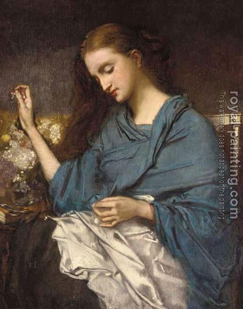 Thomas Couture - Young Woman Sewing Thomas Couture, Woman Sewing, Lawrence Alma Tadema, Women Sewing, Academic Art, Knit Art, French History, Ecole Art, Oil Painting Reproductions