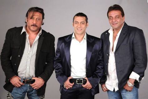 Jackie Shroff, Salman Khan and Sanjay Dutt. Jackie Shroff, Bob Marley Pictures, Sanjay Dutt, Bollywood Photos, Salman Khan, Bob Marley, Suit Jacket, Actors, In This Moment