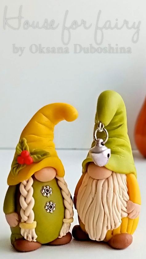 Polymer Clay Gnomes, Gnome Polymer Clay, Potted Plant Decor, Clay Gnomes, Mini Gnomes, Plant Accessories, Clay Fairy House, Polymer Clay Fairy, Diy Air Dry Clay