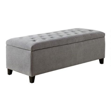 Tufted Wispy Upholstered Storage Bench | World Market Tufted Storage Bench, Tufted Storage Ottoman, Upholstered Storage Bench, Storage Ottoman Bench, Madison Park, Upholstered Storage, Modern Storage, Upholstered Ottoman, Upholstered Bench