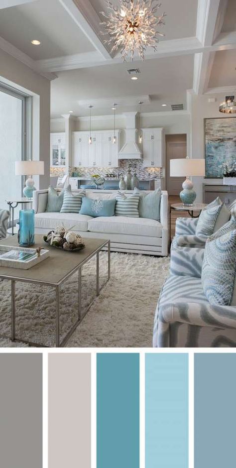 Living Room Colour Schemes, Small Bedrooms, Living Room Decor Colors, Interior Vintage, Living Room Color Schemes, Coastal Living Rooms, House Beach, Trendy Living Rooms, Beach House Interior