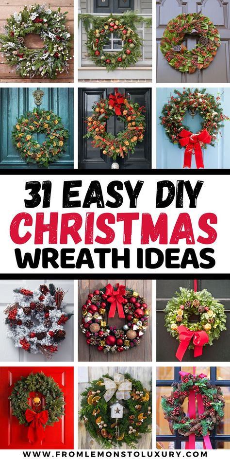 christmas wreath ideas Ornament Wreaths Diy, Metal Ring Wreath, Diy Wreath Ideas, Wreaths Diy Christmas, Christmas Wreaths For Windows, Christmas Wreath Ideas, Classic Wreath, Diy Christmas Wreath, Unique Wreath