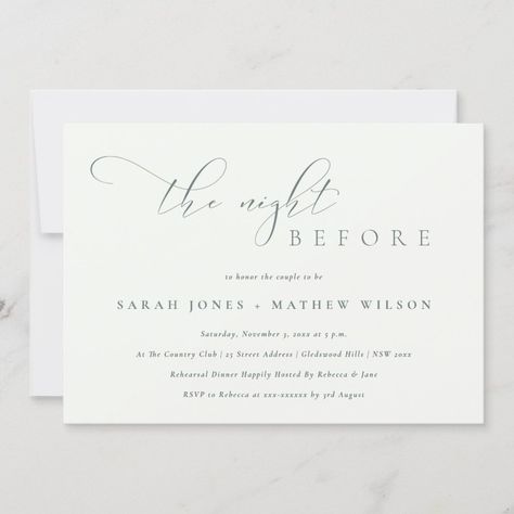 Simple Script Black White Night Before Invite  Zazzle The Night Before Wedding, Wedding Rehearsal Invitations, Night Before Wedding, Rehearsal Invitations, Rehearsal Dinner Invitations, Simple Wedding Invitations, Wedding Mood Board, Wedding Rehearsal, Wedding Mood