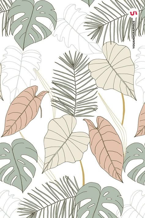 I am so excited to introduce the Big Leaves - Tropical Patterns, Hand drawn Vector Leaf Illustrations and Tropical Leaves Illustrations!  All elements used in the set have been individually hand drawn then turned into vectors and combined into beautiful tropical sets of Illustrator patterns! Aesthetic Wallpaper Leaves, Tropical Leaves Illustration, Leaf Illustrations, Cute Aesthetic Wallpaper, Vector Leaf, Wallpaper Leaves, Tropical Patterns, Abstract Wallpaper Design, Leaf Illustration