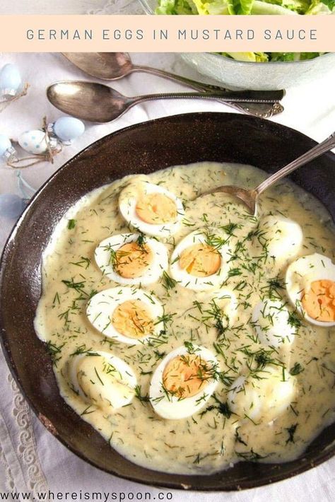 German Eggs, Leftover Hard Boiled Eggs, Boiled Egg Recipes, German Food Authentic, Best Egg Salad Recipe, Creamy Mustard Sauce, Egg Salad Recipe, Mustard Sauce, Egg Dish