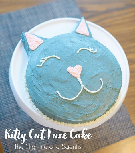 Kitty Cat Face Cake Diy Kitty Cake Cat Birthday, Cat Cake Diy Easy, Cat Cake Designs Birthday Easy, Cat Cake Ideas Easy, Cat Face Cakes Birthday, Easy Kitty Cake, How To Make A Cat Cake, Kitty Cat Cake Ideas, Easy Cat Cakes For Kids