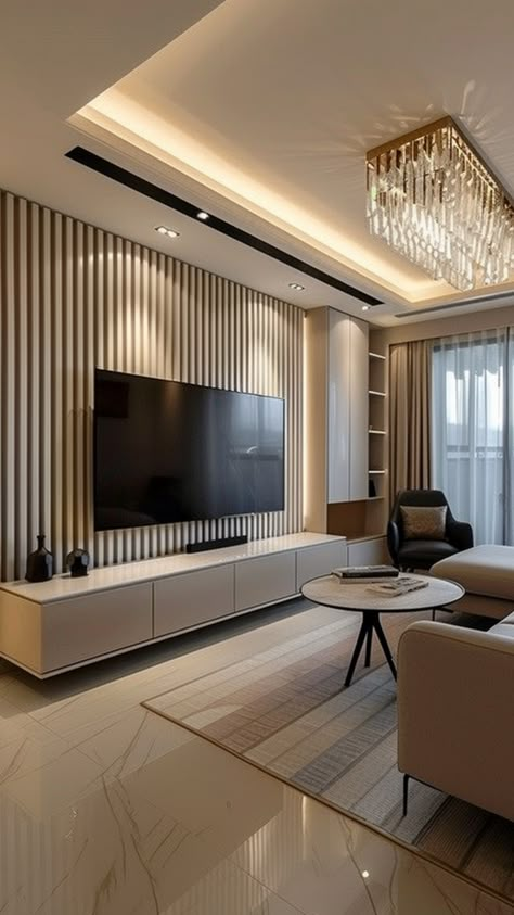 living room tv wall ideas Tv Unit In Living Room Modern, Small Room Tv Unit Design, Tv Wall Design Modern Tv Rooms, Small Tv Unit Design Modern, Tv Wall Design Small Space, Small Tv Room Ideas, Living Room Feature Wall Ideas, Minimalist Luxury Living Room, Tv Lounge Ideas