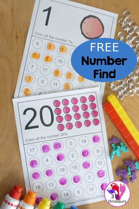 Find The Number Preschool Free Printable, Number Find Worksheets Free Printable, Number Bingo Preschool 1-10 Free, 1-20 Worksheets Free Printable, Preschool Number Worksheets 1-20 Free, Number Posters Free 1-20, Numerical Numbers, Number Recognition Preschool, Number Recognition Worksheets