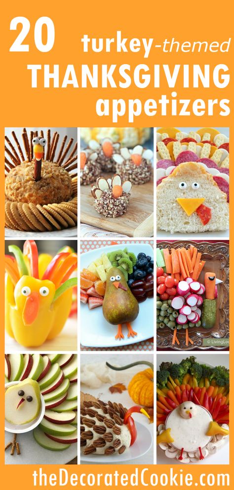 20 Turkey-themed Thanksgiving appetizers roundup - The Decorated Cookie Appetizers For Thanksgiving, Thanksgiving Snacks, Thanksgiving Appetizer Recipes, Thanksgiving Treats, Thanksgiving Appetizers, Thanksgiving Sides, Thanksgiving Kids, Thanksgiving Feast, Thanksgiving Fun