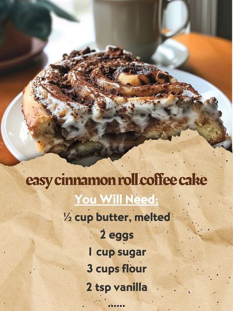 Quick Recipes | "easy cinnamon roll coffee cake  | Facebook Easy Cinnamon Roll Coffee Cake, Cinnamon Coffee Cake Recipes, Coffee Cake Cake, Roll Desserts, Cinnamon Roll Coffee Cake, Cinnamon Roll Coffee, Cinnamon Roll Desserts, Gluten Free Cinnamon Rolls, Cinnamon Coffee Cake