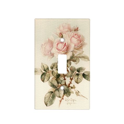 Vintage Lightswitch Cover, Bed Layout, Thrift List, Vintage Light Switches, Decorative Wall Plates, Rose Nursery, Electrical Outlet Covers, Own Room, Decor Shabby Chic