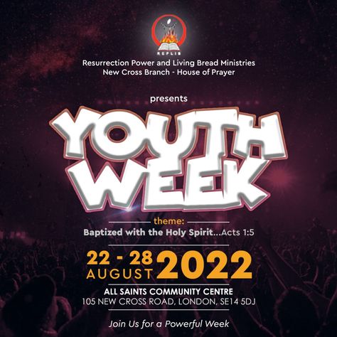 Youth Week Social Media Post for a church Youth Week Flyer Design, Church Poster Design, Church Poster, Church Graphic Design, Flyer Design Templates, Wedding Program, Wedding Programs, Design Concept, Media Post