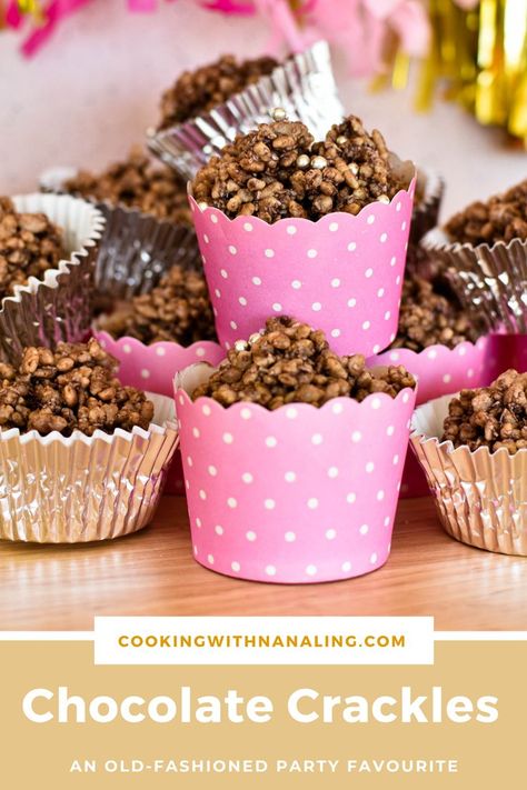 Chocolate Crackles Recipe, Chocolate Crackles, Xmas Treats, Frozen Chocolate, Kids Party Food, Party Food And Drinks, Birthday Party Food, Fair Food Recipes, Retro Recipes