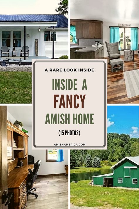 Right off the bat, this home has two things that stand out about it – its small size for an Amish home (1,192 square feet), and its beautiful fancy design. Let's look inside. Amish Style Home, Amish Built Homes, Amish Homes Interior, Amish Home, Antique Living Room, Ladder Stands, Amish House, Amish Culture, Amish Life