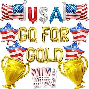 Olympic Themed Party Balloon Decorations USA Go For Gold Balloon Banner for Sports Olympics Birthday Party Decorations Supplies Olympic Theme Party Decorations, Olympic Party Decorations, Swim Banquet, Olympics Decorations, Olympic Theme Party, Olympics Party, Beer Olympics, Olympic Theme, Olympic Party