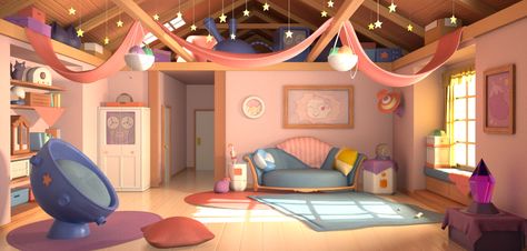 Bee And Puppycat Room, Verona Beach, Cosy Aesthetic, Kawaii Bedroom, Aesthetic Bedroom Ideas, Cartoon House, Bee And Puppycat, Drawings Of Friends, Toddler Bedrooms