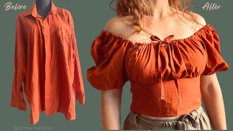 Flip Tutorial, Thrift Flip Clothes, Cottagecore Blouse, Thrift Flips, Upcycle Clothes Diy, Black Color Hairstyles, Color Hairstyles, Diy Clothes Design, Thrift Flip