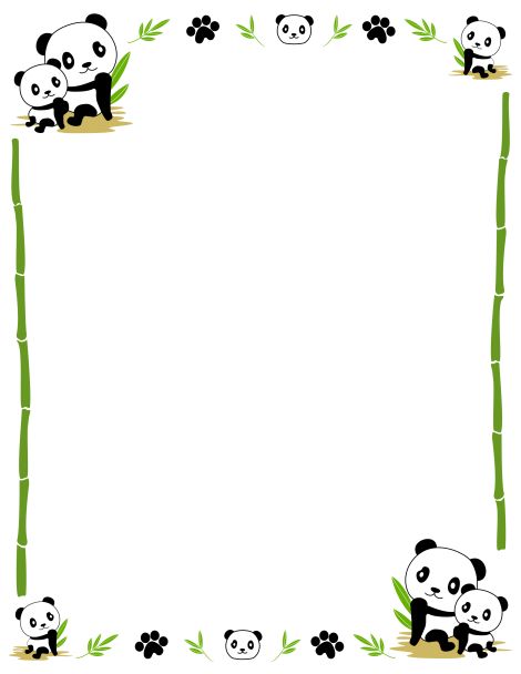 Border clip art featuring cute pandas, bamboo, and paw prints. Free downloads at http://pageborders.org/download/panda-border/ Panda Kindergarten, Portfolio Kindergarten, Panda Craft, Panda Birthday Party, Printable Border, Writing Paper Printable Stationery, Free Printable Stationery, Border Templates, Panda Birthday