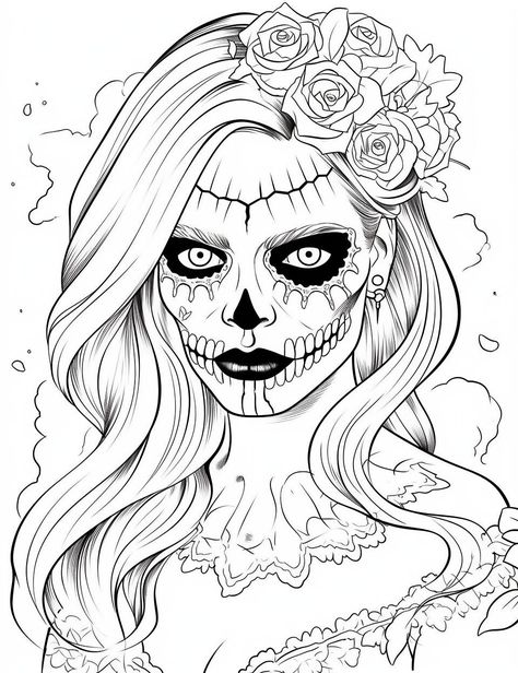 Halloween Coloring Pages For Kids, Halloween Coloring Sheets, Witch Coloring Pages, Skull Coloring Pages, Adults Coloring, Pumpkin Coloring Pages, Adult Coloring Designs, Detailed Coloring Pages, Princess Coloring Pages