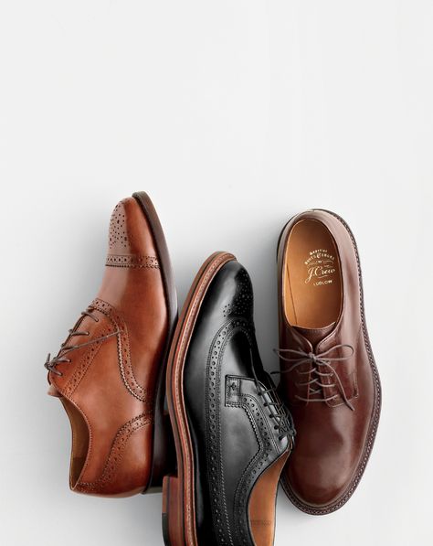 J.Crew men’s Ludlow semi-brogue oxfords, Ludlow wing tips and Ludlow derbys. To pre-order, call 800 261 7422 or email verypersonalstylist@jcrew.com. Shoe Photography Ideas, Shoes For Everyday, Shoes Fashion Photography, Cozy Shoes, Shoes Ads, Shoes Stylish, Jeans Shoes, Italian Leather Shoes, Shoes Photography