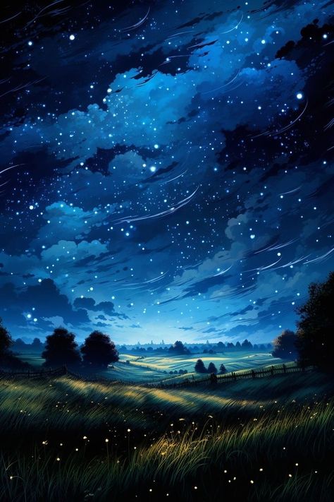 Night Sky Illustration, Night Sky Drawing, Summer Phone Wallpapers, Summer Phone, Sky Anime, Night Sky Painting, Backgrounds Hd, Floral Wallpaper Iphone, Dreamy Artwork