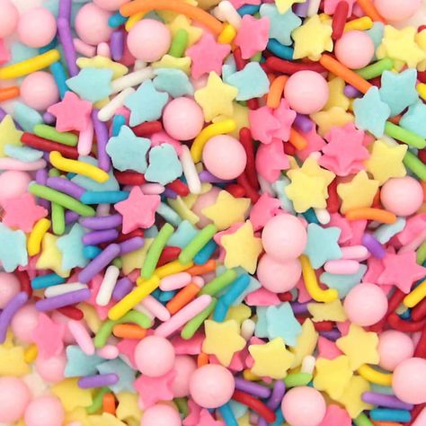 Twinkle Birthday Sprinkles 125grams Perfect for decorations for cakes, parties & events.  These birthday themed sprinkles will bring life to any decoration Rainbow Sprinkles Aesthetic, Mabel Juice, Sprinkles Aesthetic, Birthday Cake Sprinkles, Birthday Core, Funfetti Sprinkles, Pastel Rainbow Aesthetic, Decorations For Cakes, Pup Cup