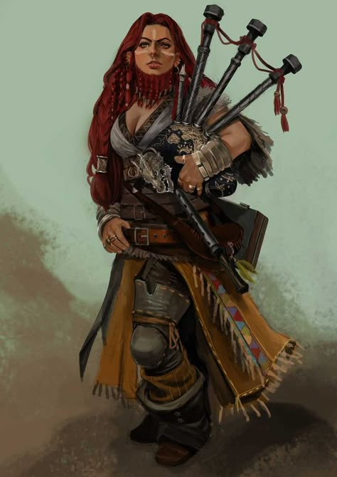 Dnd Species, Rpg Wallpaper, Dnd Bard, Npc Ideas, Fantasy People, Campaign Ideas, Heroic Fantasy, Fantasy Races, Bagpipes