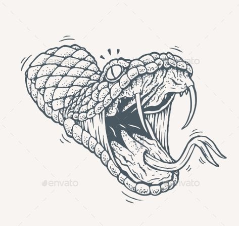 Angry Snake, Open Mouth Drawing, Tattoo Cobra, Mouth Tattoo, Snake Images, Venomous Snake, Snake Illustration, Snake Drawing, Snake Tattoo Design