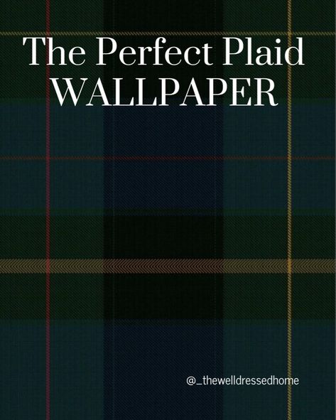 Tartan Wallpaper Office, Green Laundry Room Wallpaper, Wallpaper For Library Room, Ralph Lauren Plaid Wallpaper, Plaid Bathroom Wallpaper, Ralph Lauren Decorating Ideas, Plaid Wallpaper Office, Dark Plaid Wallpaper, Tartan Wallpaper Living Room