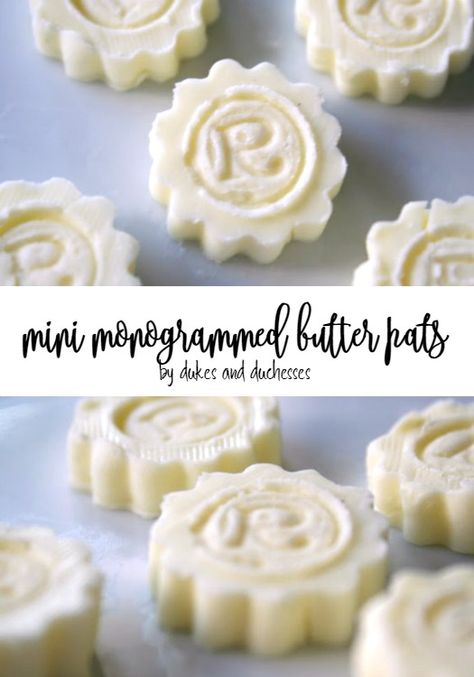 mini monogrammed butter pats {what an elegant way to serve butter} Fancy Butter, Thanksgiving Breakfast, Butter Pats, Tummy Yummy, Butter Molds, Cake Blog, Holiday Meal, Chocolate Craving, Party Foods