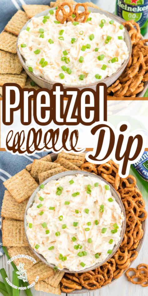 This pretzel dip is made of beer and cream cheese, and is the perfect cold dip that's perfect for summer or even a holiday snack! Dips To Serve With Pretzels, Easy Cold Dips, Pretzel Board, Pretzel Dips, Pretzel Dip Recipes, Cold Dip, Dip With Cream Cheese, Cold Dip Recipes, Cold Dips